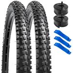 YUNSCM 2-PCS 26" Mountain Bike Tires 26x2.10/54-559 60TPI and 26" Bike Tubes with 2 Rim Strips Compatible with 26x1.95 26x2.0 26x2.1 26x2.125 Bike Bicycle Tires and Tubes (Y-562)