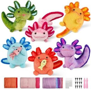 MOREJMTT Needle Felting Kit, 6 PCS Farm Animal Needle Felting Beginner Kits, Wool Felt Needle Felting Tools Foam Pad, Craft Party Supplies for Beginners Adult(6pack Axolotl)