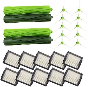 Amyehouse Replacement Parts Kit for iRobot Roomba i7 i7+ Plus E5 E6 Vacuum,Including 2 Set of Multi-Surface Rubber Brushes & 10 High-Efficiency HEPA Filters & 10 Edge-Sweeping Side Brushes