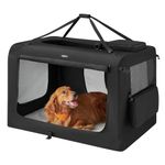 Feandrea Dog Crate, Collapsible Pet Carrier, XXXXL, Portable Soft Dog Crate, Oxford Fabric, Mesh, Metal Frame, with Handle, Storage Pockets, 48 x 31 x 31 Inches, Black UPDC12H