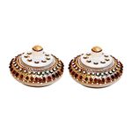 RD Crafts Marble Meenakari Handmade Decorative Round Kumkum Box,Sindoor Daani,Sindoor Dibbi,Trinket Box,Pill Box Small Container Box Gifts items for Wedding, Festival