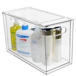 Shopwithgreen Large Clear Acrylic Organizer Bins, Stackable Pull-out Drawer Containers for Bathroom/Closet/Pantry/Fridge/Cabinet, Multi-use Plastic Storage Containers (9 L/2.4 Gallon)