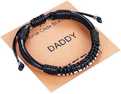 Btysun Birthday Gifts for Dad Morse Code Bracelets for Men Motivational Gifts Mens Bracelet Christmas Step Bonus Daddy Adjustable Secret Message 50th 60th 70th Jewelry from Son Daughter