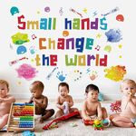 Runtoo Small Hands Change The World Wall Decals Inspirational Color Quotes Handprints Wall Stickers Kids Room Classroom Baby Nursery Daycare Wall Decor