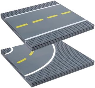 Strictly Briks - Bases para Construir - Imitan Carreteras, Calles o Caminos - 100% Compatible con Todas Las Grandes Marcas - 25,4 x 25,4 cm - 4 Rectas y 4 Curvas