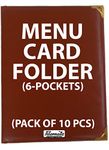 Filemate Menu Card Folder(6-Pockets)(Pack of 10 pcs) / Holder for Restaurants or Hotels(A4 Size: 12.25 X 10 inch)(Tan Color)