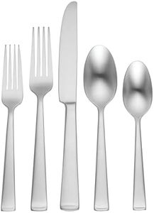 Oneida Satin Lewin 65 Piece Fine Flatware Set, 9.55 LB, Metallic
