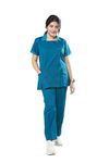 UNIFORM CRAFT Women's Polyester and Cotton Twill Nurse Uniform, Jazz Blue (L)