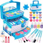 Toys for Girls,Real Kids-Makeup-Kit-for-Girl,Washable Pretend Toddler-Girl-Toys Makeup for Kid,Frozen-Toys for 3 4 5 6 7 8 9 10 11 12 Year Old Girls,Princess-Dresses-for-Girls-Christmas-Brithday-Gifts