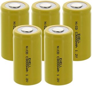 5x Exell C Size 1.2V 3000mAh NiCD Flat Top Rechargeable Batteries for Test meters, Data Meters, Flashlights, high power static applications (Telecoms, UPS and Smart grid), radio controlled devices