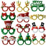 Lanv SunFuture 12 Pcs Christmas Glitter Party Glasses Frames Decoration Costume Eyeglasses for Parties Holiday Favors Photo