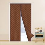 MAGZO Thermal Door Curtain 90 X 210cm, Update Oxford Cloth Magnetic Insulated Door Cover to Keep Warm, Windproof Soundproofing Front Door Curtain for Winter, Brown