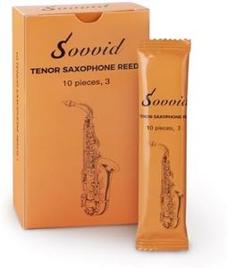 Sovvid Tenor Saxophone Reeds Strength 3.0 with Portable Reed Case, Box of 10, Individually Packaged Tenor Sax Reeds, Laser Engraved Marking & Thinner Reed Tip & Unfiled Cut for Ease of Play