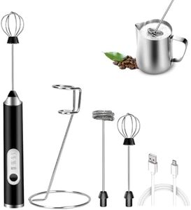 Electric Whisk, Proxima Direct Rechargeable USB Milk Frother Handheld with Stand 3 Gear Adjustable Drink Mixer Milk Foamer with 2 Stainless Steel Whisks for Coffee Latte Cappuccino Hot Chocolate