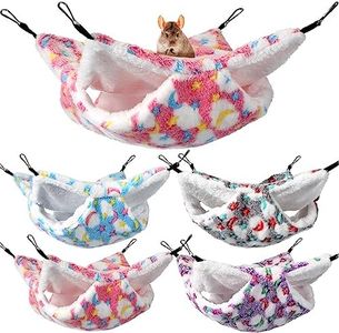 4 Hamacs pour Petits Animaux Hamacs Suspendus pour Cochons d'Inde Lits à Suspendre pour Furet Cachettes de Couchage pour Rat Accessoires de Cage en Polaire pour Hamster (Étoile, Lune)