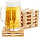 Juvale 6 Pack Wooden Mini Pallet Coasters, Square, Wood Beer Coasters, Gifts for Men, Drink Holders, Stands for Hot and Cold Beverages, Unique Table Decor (3.9 x 3.9 in)