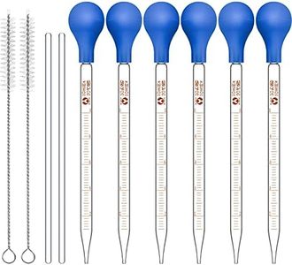 Weewooday Glass Droppers Pipettes Graduated Lab Dropper Glass Liquid Pipette with Big Rubber Hats 20 cm Glass Stir Rod Washing Brush Transfer for Liquid Essential Oil(Blue, 10 ml, 16 Pieces)