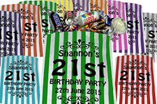 Personalised Birthday Sweet Bags Birthday Party Bags - Printed Candy Stripe Bags