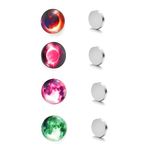 Via Mazzini Glow-In-The-Dark 12mm Clip-On No-Piercing Required Magnetic Stud Earrings for Men and Women (ER2640) 4 Pcs - Random Designs