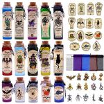 30 Set Halloween Potion Bottles with Cork, 30Pcs Glass Bottle Labels Stickers, 30Pcs Ornament, Small Glass Jars with Organza Bag, Spell Jars for Wedding Witches Crafts Party Favor Potion Decor