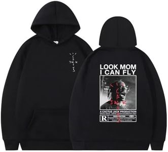 EVERLUCK Travis Hiphop Sweat à capuche pour homme avec inscription « Mom I Can Fly Scott » pour fans de rap, 01 Hiphop Jack, L