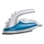 Russell Hobbs Dual Voltage Steam Glide Travel Iron, 80ml Water Tank, Stainless Steel Soleplate, Water Spray, Variable Temp & Steam, 1.5m cord, 830W, 22470, White and Blue