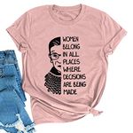 YourTops Women Belong in All Places Women Graphic T-Shirt (US M, 2-Peachy)