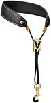 Miwayer Sax Neck Strap Professional Saxophone Harness Leather Padded Soft Neck Sling For Baritone Alto Tenor Soprano Baritone, Blcak, Large