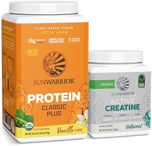 Creatine Powder & Vanilla Classic Plus Organic Protein Powder Set | Bundle & Save | Vegan Protein Superfood Blend plus Unflavored Creatine Monohydrate (60 Servings Unflavored, 30 Servings Vanilla)