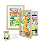 Hipsignal Kids Art Frames, 2 Pack A4 Photo Frame for 150 Pictures, Fillable Front Opening Kids Artwork Display Frame with Mount for Hang or Stand Display Children's Drawings, Art Projects (Wood)