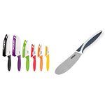 Zyliss E920144 6 Piece Knife Set | Multiple Sizes | Stainless Steel| 6x Kitchen Knives With Protection Covers | Dishwasher Safe & E920250 Comfort Spreading Knife, Japanese Stainless Steel, Black/White