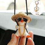 Swinging Duck Car Hanging Ornament, Cute Car Hanging Accessories for Rear View Mirror, Car Pendant Duck Hanging Swing (Rich Duck)