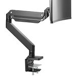 AVLT Single 13"-43" Monitor Arm Desk Mount fits One Flat/Curved/Ultrawide Monitor Full Motion Height Swivel Tilt Rotation Adjustable Monitor Arm - Black/VESA/C-Clamp/Grommet/Cable Management