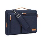 MOSISO 360 Protective Laptop Shoulder Bag,17-17.3 inch Computer Bag Compatible with MacBook, HP, Dell, Lenovo, Asus Notebook,Side Open Messenger Bag with 4 Zipper Pockets&Handle, Navy Blue