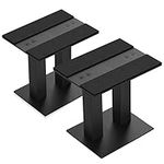 MAYQMAY Desktop Speaker Stands for Midsize Speakers, Professional Studio Monitor Stands, Helps Dampen Vibration & Reduce Audio Resonance, Large (Black, Pair)