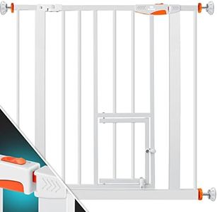 KIDIZ® Türschutzgitter Absperrgitter Treppengitter Kindergitter | mit Türe für Hunde und Katzen, Haustier | ohne Bohren | erweiterbar | kombinierbar mit Y-Spindeln | schwenkbar, Größe: 74-87 cm