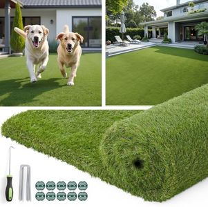 Oiyeefo Realistic Artificial Turf Grass Indoor Outdoor - Fake Grass Rug with Drainage Holes for Patio,Balcony,Squares,Garden-Dogs Grass Pee Mat (3FT x 5FT)