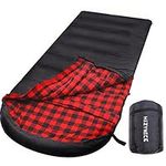 HiZYNICE 0 Degree Sleeping Bags for Adults Big and Tall 100% Cotton Flannel XXL Zero Degree Cold Weather Winter Wide Large,Black Right Zip,90" x 39"