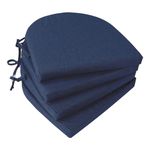 Topotdor Outdoor Chair Cushions Set of 4, Waterproof Patio Chair Cushions for Outdoor Furniture, Round Corner Seat Chair Pads with Ties for Patio Garden Dining Office, 17"x16"x2", Navy Blue