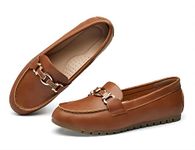 VERDASCO Loafers for Women Casual Flat Moccasins Shoes Comfort Driving Work Shoes Penny Loafers for Women Dressy Shoes, Leather-camel, 8.5