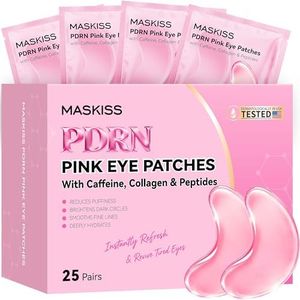 Maskiss PDRN Under Eye Patches (25 Pairs), Pink Eye Gel Pads with Caffeine Collagen Peptides, Eye Masks for Dark Circles Puffiness Fine Lines, Hydrating Soothing Self Care Gifts for Women