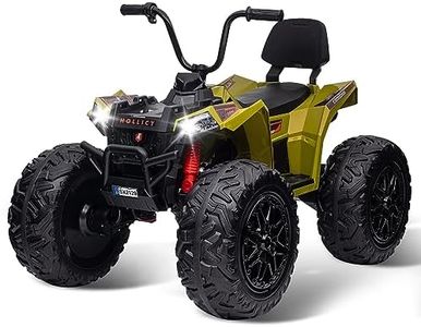 GAOMON Kids ATV Car, 24V Ride on Toy 4WD Quad Electric Vehicle, 4x80W Powerful Engine, with 7AHx2 Large Battery, Accelerator Handle, Full Metal Suspensions, EVA Tires, Bluetooth & Music (Dark Green)