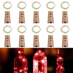 Wine Bottle Lights with Cork,RcStarry 7Ft/2M 20 LEDs Cork Lights for Bottle 10 Pack,Silver Wire Bottle Lights for DIY, Party, Decor, Christmas, Halloween,Wedding(Red)