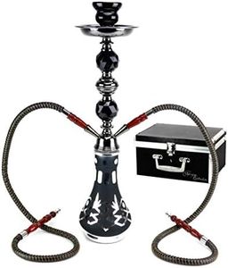 GStar 18" Deluxe 2 Hose Hookah with Optional Carrying Case (Akimbo Black w/Case)