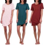 Real Essentials 3 Pack Nightgowns Women Adult Womens Nightgown Moo Moos Sleep Night Shirts Hysterectomy Sleepwear House Dress Lounge Ladies