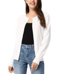 GRACE KARIN Button Round Neck Sweater Cardigans for Juniors (M,Off White)