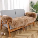 Soft Cozy Genuine Fluffy Sheepskin Rug, Shaggy Wool Fur Area Rug for Bedroom Living Room Sofa Chair Cover Dog Pray Cushion(Light Brown,2FT×6FT)