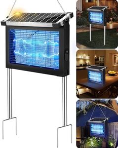 PhatroyYee Solar Bug Zapper Outdoor Indoor, 4000mAh Rechargeable Portable Fly Zapper, 4500V Electric Mosquito Killer with Panel Sensor & 10FT Extension Cord, Waterproof for Patio Camping Home Backyard