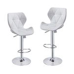 Panana Set of 2 Swivel Barstools Modern PU Leather Bar Chairs Kitchen Breakfast Pub Counter Stools (White)