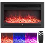 SIMOE 36 Inch Electric Fireplace Recessed and Wall Mounted, 750/1500W Fireplace Insert W/Timer Adjustable Flame Color and Brightness, Remote Control, Overheat Protection (36 inches)
